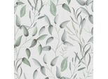 Profhome 397452-GU Carta Da Parati In Tessuto Non Tessuto A Fiori Verde Opaco Bianco Grigio 5,33 M2