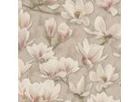 Profhome 396101-GU Blumen Vliestapete Floral Matt Braun Rosa Weiß 5,33 M2