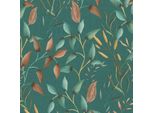 Profhome 397454-GU Landhaus Vliestapete Floral Matt GrüN Petrol Orange Gelb 5,33 M2