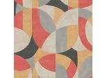 Profhome 399323-GU Retro Vliestapete Grafisch Matt Grau Beige Rot Schwarz 5,33 M2