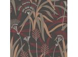 Profhome 399364-GU Carta Da Parati In Tessuto Non Tessuto Floreale Con Accenti Metallici Nero Rosso Bianco 5,33 M2