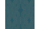 Profhome 399373-GU Carta Da Parati Retrò In Tessuto Non Tessuto Effetto Lucido Blu Verde Beige 5,33 M2