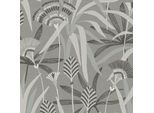Profhome 399362-GU Carta Da Parati In Tessuto Non Tessuto Floreale Con Accenti Metallici Grigio Blu Verde 5,33 M2