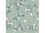 Profhome 397687-GU Carta Da Parati In Tessuto Non Tessuto Casa Di Campagna Effetto Lucido Floreale Menta Argento Bianco 5,33 M2