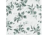 Profhome 397682-GU Carta Da Parati In Tessuto Non Tessuto Effetto Lucido Floreale Bianco Verde Argento 5,33 M2