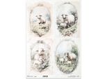 Carta Di Riso Per Decoupage Carta Artigianale Per Decoupage A3 ITD-1400L Cornice Per Pecore