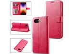 Custodia Per Iphone 16E Custodia Flip In Pelle Con Chiusura Magnetica E Supporto, Custodia Protettiva Rosa Caldo