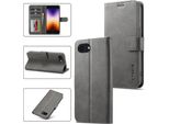 Custodia Per Iphone 16E Custodia Flip In Pelle Con Chiusura Magnetica E Supporto, Custodia Protettiva Grigio