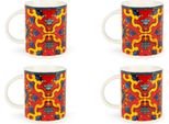 Excelsa Set Di 4 Boccali Trinacria In Porcellana Da 30 Cl Multicolore