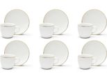 Excelsa Set Di 6 Tazze Da Espresso Con Piattini In Porcellana Dorata 7 Cl Bianco