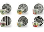 Excelsa Set Di 6 Tazze Da Espresso Con Piattini Tropical Chic In Porcellana 7 Cl Colorato