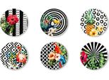 Excelsa Set Di 6 Sottobicchieri Tropical Chic In Ceramica 10,5X1X10,5 Cm Colorato