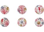 Excelsa Set Di 6 Sottobicchieri In Ceramica Coral 10,5X1X10,5 Cm Colorato