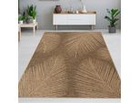 Elegante Tappeto Per Interni Ed Esterni Con Motivo A Foglie Tropicali In Beige Marrone Dimensioni - 60 X 90 Cm