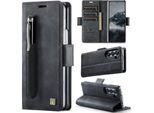 Custodia In Pelle Per Samsung Galaxy Z Fold 5, Protezione Rfid, Chiusura Magnetica, Slot Per Carte E Supporto Nero
