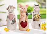 Gilde Zaunfigur, Schwein, "Lovely"", Keramik, Rosa, Weiß, Ve 6, 3 StüCk Wie Abgebildet,, L. 11 Cm, B. 11 Cm, H. 27 Cm 51643"