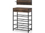 Set Combinato Di Scarpiera E Appendiabiti Da Parete Costway, Organizzatore Di Scarpiere A 5 Livelli Con Ganci, Cassetti E Ripiano Galleggiante