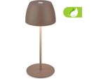 Briloner Serina Mini Lampada Da Tavolo A Led Senza Fili IP44, Dimmerabile, Touch, Protezione Dagli Spruzzi D'acqua, Batteria, Paralume, Ø8 X 20 Cm