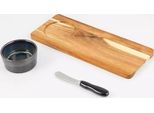 Excellent Houseware Set Da Portata 3 Pezzi, Vetroceramica/Bambù, 30X12X1,2 Cm, Marrone