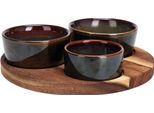 Set Da Portata Per Tapas Excellent Houseware, Bambù/Vetroceramica, 20X1,2 Cm, Marrone