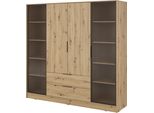 Armadio Moderno In Rovere Artisan Con Ante In Vetro - Dimensioni: 206 X 200 X 51 Cm - Stile Rustico E Senza Tempo