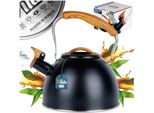 Bollitore Vilde Con Fischio Bollitore Fischiante In Acciaio Inox Nero Da 2,5 Litri