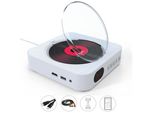 Zelurxx Lettore Cd Con Bluetooth, Lettore Dvd, Ripetitore, Multifunzione, Montaggio A Parete E Con Staffa, Cavo Hdmi, Telecomando, Bianco