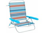 Marbueno Sedia Pieghevole 5 Posizioni Alluminio Arancione E Blu Spiaggia Piscina 63X76X78 Cm