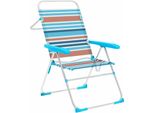 Sedia Pieghevole Marbueno 5 Posizioni In Alluminio A Righe Arancio E Blu 59X61X97 Cm 10464