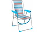 Sedia Pieghevole Marbueno In Alluminio A Strisce Arancioni E Blu Per Spiaggia E Piscina 53X56X78 Cm