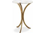 Casa Padrino Tavolino A 3 Gambe Con Piano In Marmo Ottone Vintage / Bianco Ø 40 X H. 59 Cm