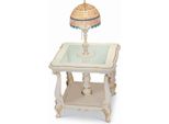 Casa Padrino Tavolino Barocco Con Lampada Da Tavolo Tiffany Bianco/Oro H. 115 Cm - Italy