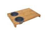 Tagliere Da Cucina In Bambù Con Contenitori In Silicone - 40 X 28 X 4 Cm - Tagliere Multifunzionale - Marrone