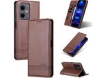 Custodia In Pelle Per Xiaomi Redmi Note 12 5G, Custodia Pieghevole A Portafoglio Con Chiusura Magnetica E Supporto Caffè