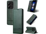 Custodia In Pelle Per Xiaomi Redmi Note 14 5G, Custodia Pieghevole A Portafoglio Con Chiusura Magnetica E Supporto Verde