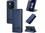 Custodia In Pelle Per Xiaomi Redmi Note 14 Pro 5G, Custodia Pieghevole A Portafoglio Con Chiusura Magnetica E Supporto Blu