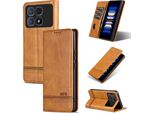 Custodia In Pelle Per Xiaomi Redmi K70 Ultra, Custodia Pieghevole A Portafoglio Con Chiusura Magnetica E Supporto Giallo