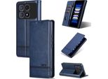 Custodia In Pelle Per Xiaomi Redmi K70 Ultra, Custodia Pieghevole A Portafoglio Con Chiusura Magnetica E Supporto Blu