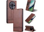 Custodia In Pelle Per Huawei Mate 60, Custodia Pieghevole A Portafoglio Con Chiusura Magnetica E Supporto Caffè
