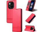 Custodia In Pelle Per Xiaomi Redmi Note 14 Pro 5G, Custodia Pieghevole A Portafoglio Con Chiusura Magnetica E Supporto Rosa
