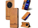 Custodia In Pelle Per Huawei Mate 70 Pro/Mate 70 Pro+, Custodia Pieghevole A Portafoglio Con Chiusura Magnetica E Supporto Giallo