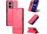 Custodia In Pelle Per Xiaomi Redmi Note 12 5G, Custodia Pieghevole A Portafoglio Con Chiusura Magnetica E Supporto Rosa