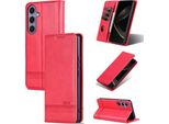 Custodia In Pelle Per Samsung Galaxy S25 Fe, Custodia Pieghevole A Portafoglio Con Chiusura Magnetica E Supporto Rosa