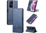 Custodia In Pelle Per Xiaomi Redmi Note 12S, Custodia Pieghevole A Portafoglio Con Chiusura Magnetica E Supporto Blu