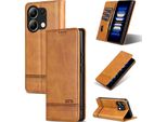 Custodia In Pelle Per Xiaomi Redmi Note 13 4G, Custodia Pieghevole A Portafoglio Con Chiusura Magnetica E Supporto Giallo