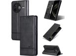 Custodia In Pelle Per Xiaomi Redmi K80, Custodia Pieghevole A Portafoglio Con Chiusura Magnetica E Supporto Nero