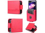 Custodia In Pelle Per Samsung Galaxy Z Flip5, Custodia Pieghevole A Portafoglio Con Chiusura Magnetica E Supporto Rosa