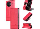 Custodia In Pelle Per Xiaomi Redmi K80, Custodia Pieghevole A Portafoglio Con Chiusura Magnetica E Supporto Rosa