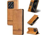 Custodia In Pelle Per Xiaomi 14T, Custodia Pieghevole A Portafoglio Con Chiusura Magnetica E Supporto Giallo