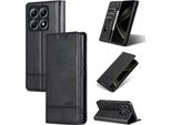 Custodia In Pelle Per Xiaomi 14T, Custodia Pieghevole A Portafoglio Con Chiusura Magnetica E Supporto Nero
